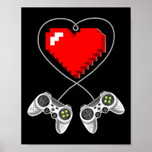 Video-Spiel-Controller-Herz-Gamer-Geschenkboten Poster