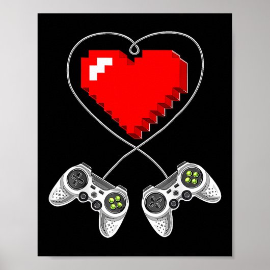 Video-Spiel-Controller-Herz-Gamer-Geschenkboten Poster (Vorne)