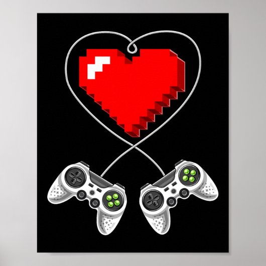Video-Spiel-Controller-Herz-Gamer-Geschenkgutschei Poster (Vorne)