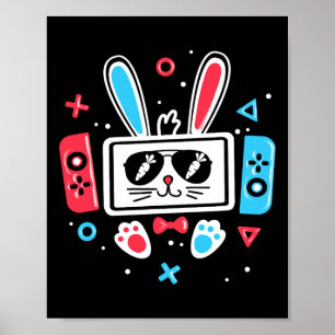 Video-Spiel-Osterhase-Spiele-Controller-Spieler-Bo Poster