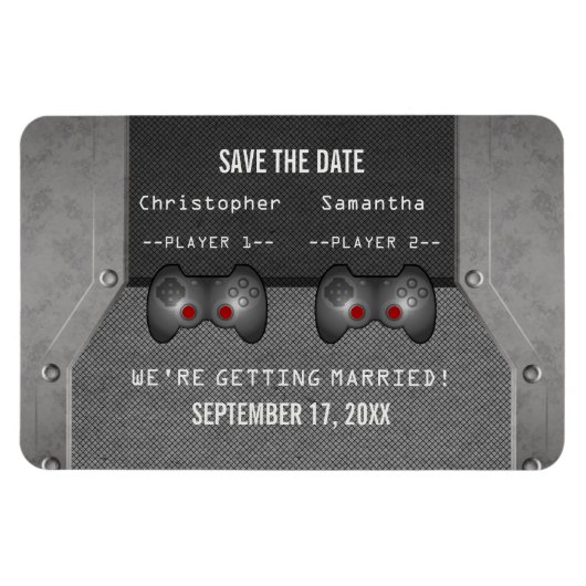 Video-Spiel speichern Sie das Date-Magnet, grau Magnet (Horizontal)