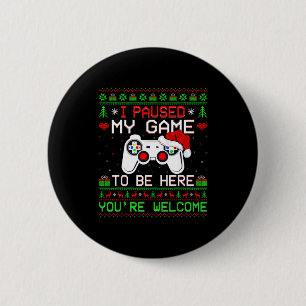 Video-Spiel-Weihnachts-Hässlich-Pulli Lustiger Gam Button