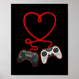 Video-Spieler Valentinstag mit Controllern Herz Poster