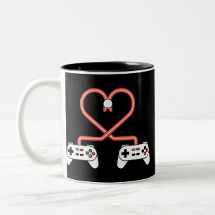 Video-Spieler Valentinstag mit Controllern Herz Zweifarbige Tasse