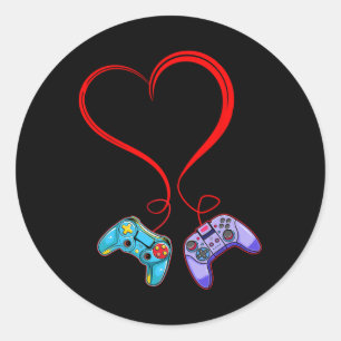 Video-Spieler Valentinstag Videospiel-Controller H Runder Aufkleber