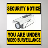 Video Sureillance Security Notice Sign Poster (Vorne)