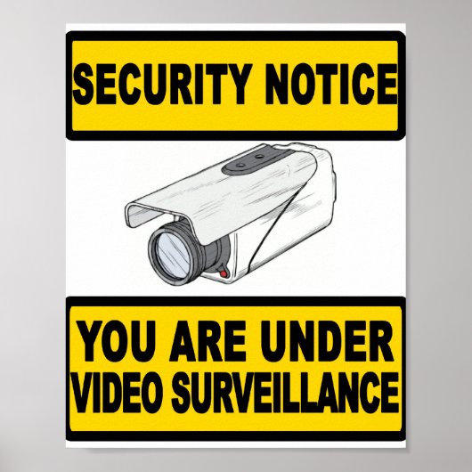 Video Sureillance Security Notice Sign Poster (Vorne)