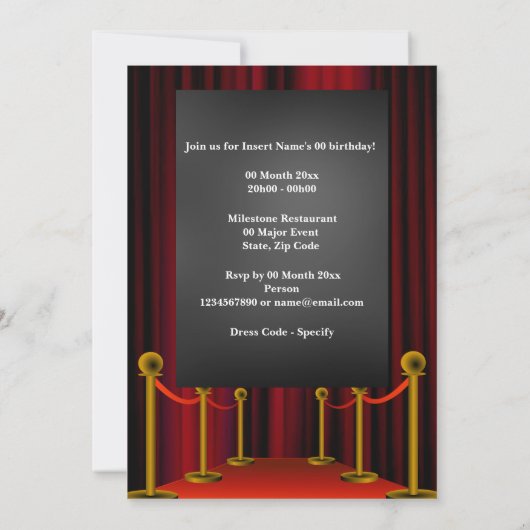 Video VIP Foto Lighting Kinovorführung Party Einladung (Rückseite)