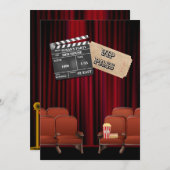 Video VIP Popcorn Kartenklappbrett Screening Einladung (Vorne/Hinten)