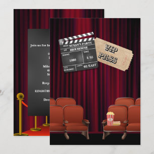 Video VIP Popcorn Kartenklappbrett Screening Einladung