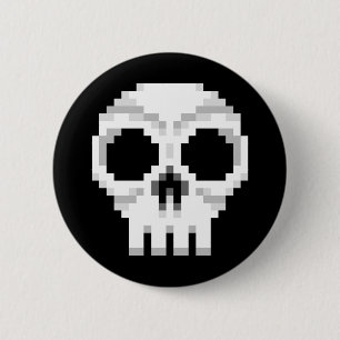 Videogame Death Skull - Pixel Art Button