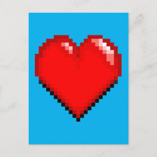Videogame Life Heart - Pixel Herz Postkarte
