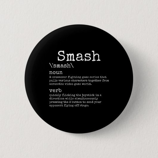Videogames Smash Definition Funny Video Game Gamer Button (Vorderseite)