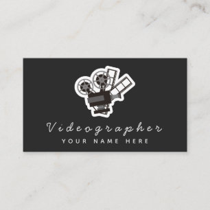 Videograf einfache Schwarz-Weiß-Social-Media Visitenkarte