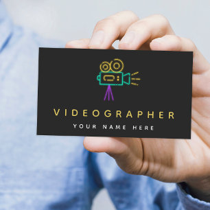 Videograf Filmemacher Video Foto Neon Kamera Visitenkarte