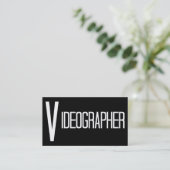 Videografin Black Simple Business Card Visitenkarte (Stehend Vorderseite)