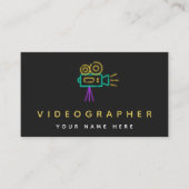 Videografin Filmmaker Video Foto Neon Camera Visitenkarte (Vorderseite)