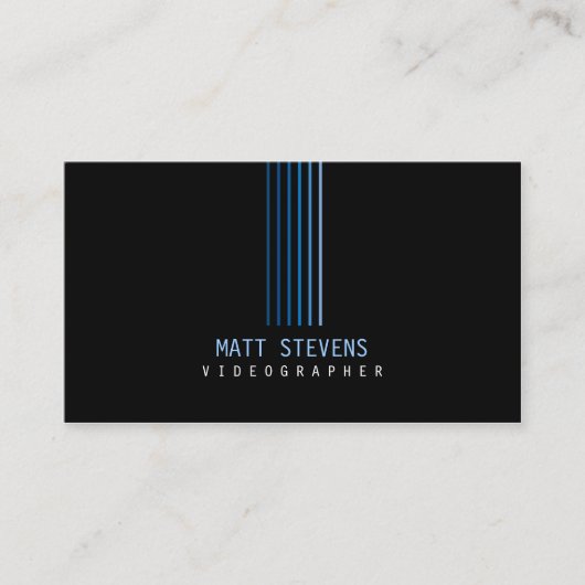 Videographer Business Card Blue Beams Visitenkarte (Vorderseite)