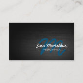 Videographin Dark Metal Cursive Monogram Visitenkarte (Vorderseite)