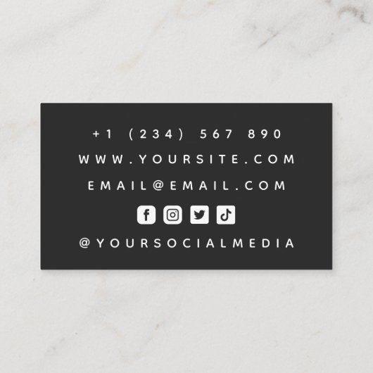 Videographin Simple Black & White Social Media Visitenkarte (Rückseite)