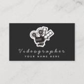 Videographin Simple Black & White Social Media Visitenkarte (Vorderseite)