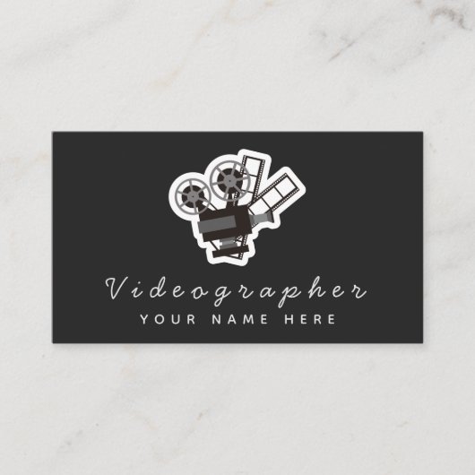 Videographin Simple Black & White Social Media Visitenkarte (Vorderseite)