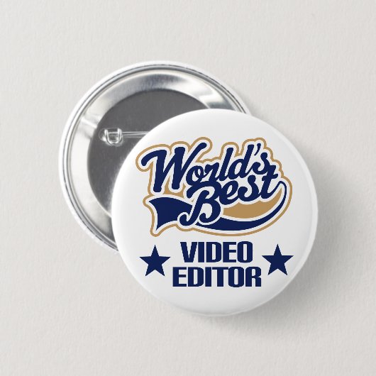 Videoherausgeber-Geschenk (Welten am besten) Button (Vorne & Hinten)