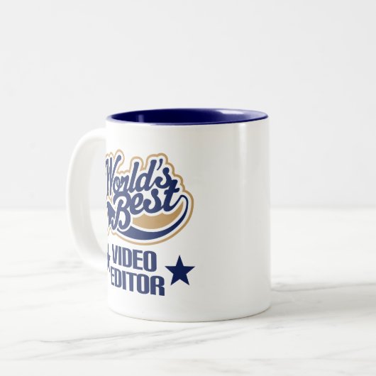 Videoherausgeber-Geschenk (Welten am besten) Zweifarbige Tasse (Vorderseite Links)
