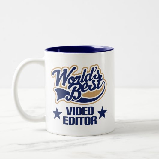 Videoherausgeber-Geschenk (Welten am besten) Zweifarbige Tasse (Links)