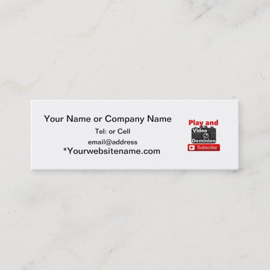 Videoherrschaft YouTube unterzeichnen und spielen Mini Visitenkarte (Vorderseite)