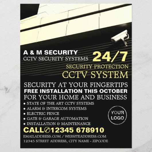 Videokamera, CCTV-Sicherheitswerbung Flyer (Vorne)