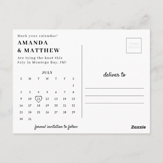 Videokamera-Foto Hochzeit Sichern Sie das Datum Postkarte (Rückseite)