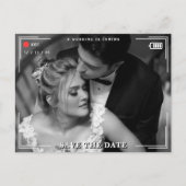 Videokamera-Foto Hochzeit Sichern Sie das Datum Postkarte (Vorderseite)