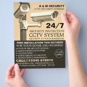 Videokameras, CCTV-Sicherheitswerbung Flyer (Hand)