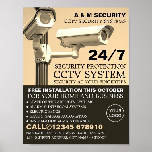 Videokameras, CCTV-Sicherheitswerbung Poster (Vorne)