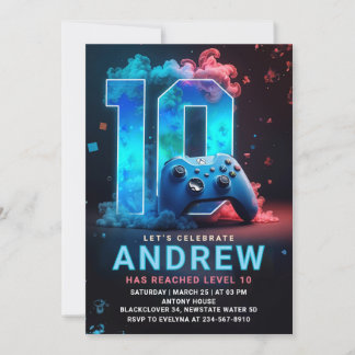 Videospiel 10. Geburtstagsparty Einladung