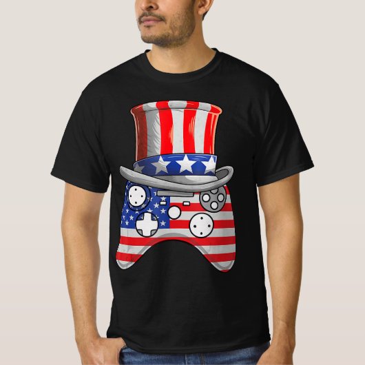 Videospiel 4. Juli Uncle Sam Hat Game Control T-Shirt (Vorderseite)