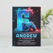 Videospiel 6. Geburtstagsparty Einladung (Stehend Vorderseite)