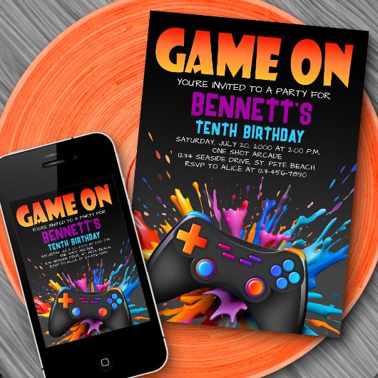 Videospiel am Geburtstag Einladung