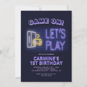 Videospiel am Neunen 1. Geburtstag Einladung (Vorderseite)