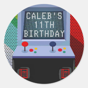 Videospiel-Arcade-Geburtstagsfeier-Gastgeschenk Runder Aufkleber