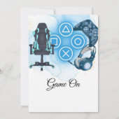 Videospiel-blauer Geburtstag Einladung (Rückseite)