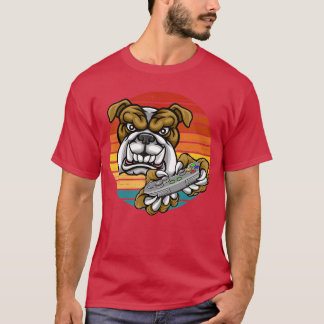 Videospiel Bulldogge Gamer Gaming Retro Sonnenunte T-Shirt