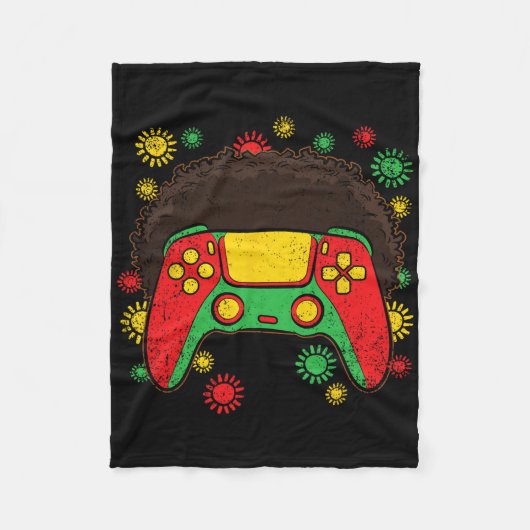 Videospiel-Controller Afro Black History Month Gam Fleecedecke (Vorderseite)