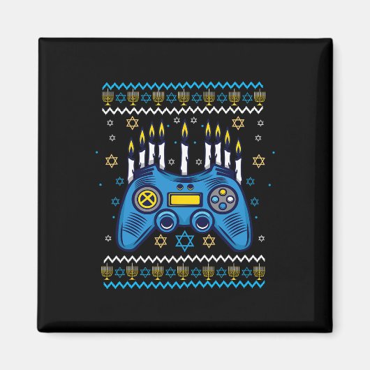 Videospiel-Controller Chanukka-Menora-Kerzen Jude Magnet (Vorne)