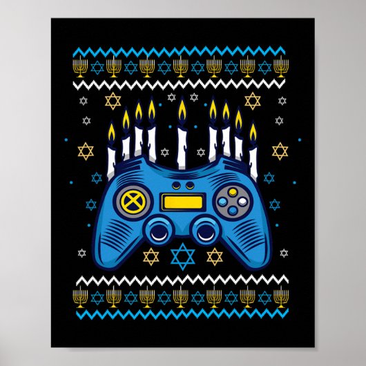 Videospiel-Controller Chanukka-Menora-Kerzen Jude Poster (Vorne)