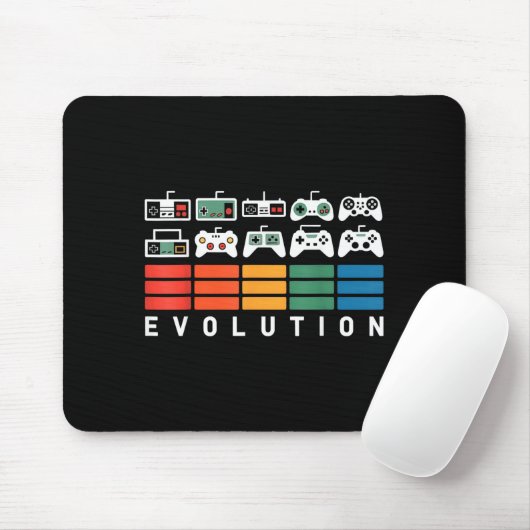 Videospiel-Controller-Evolution 80er 90er Retro-Ga Mousepad (Mit Mouse)