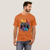 Videospiel-Controller Farbige Farbspritzer Spiel T-Shirt (Vorne ganz)