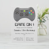 Videospiel-Controller Grau Jungen-Geburtstag Einladung (Stehend Vorderseite)