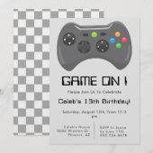 Videospiel-Controller Grau Jungen-Geburtstag Einladung (Vorne/Hinten)